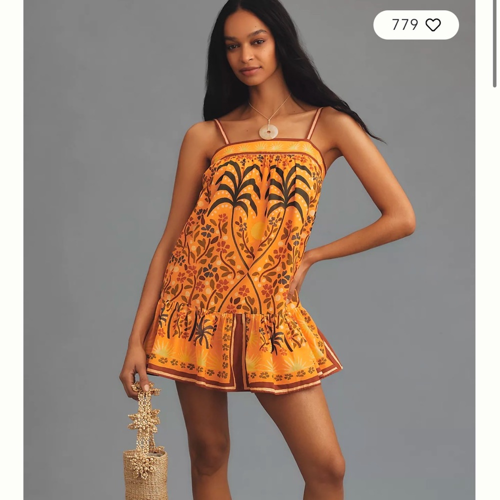 Farm Rio Sleeveless Square-Neck Shift Mini Dress